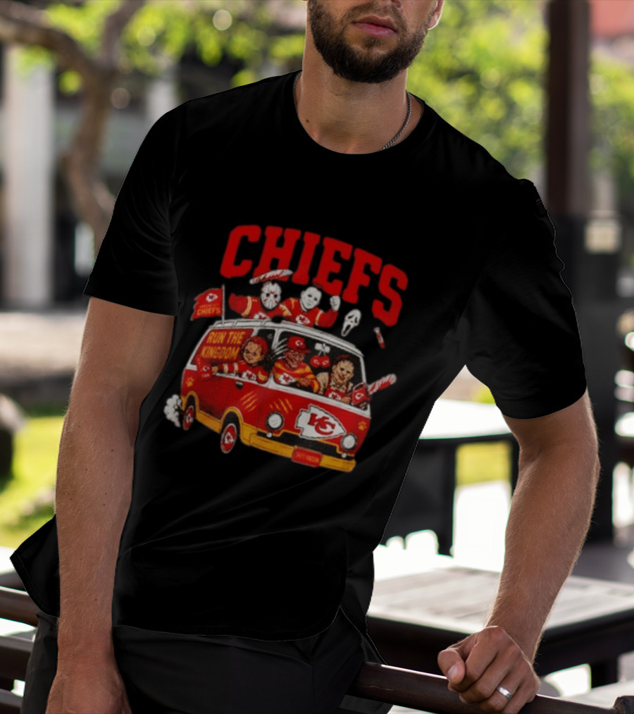 Kansas City Chiefs Horror Icons Run The Kingdom Van Adventure T-Shirt