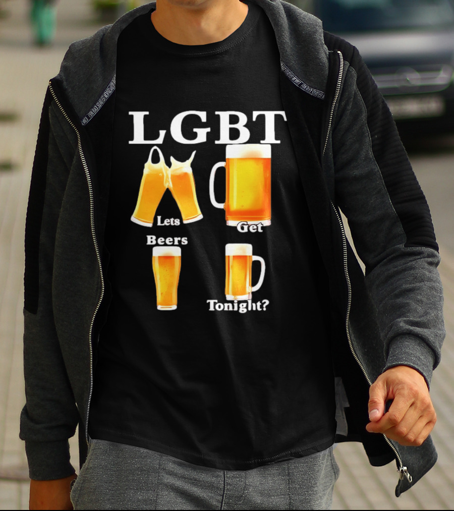 LGBT Lets Get Beers Tonight Beer Drinking Humor T-Shirt