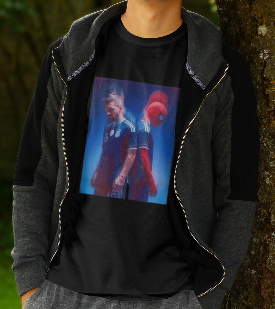 Lionel Messi Spider Man Argentina AFA Jersey Dual Image T-Shirt