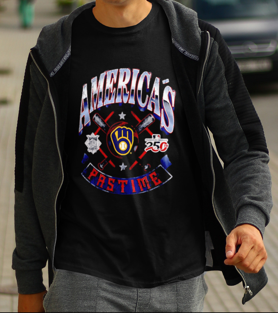 America's Pastime Milwaukee Brewers Celebrating America's 250th Baseball T-Shirt