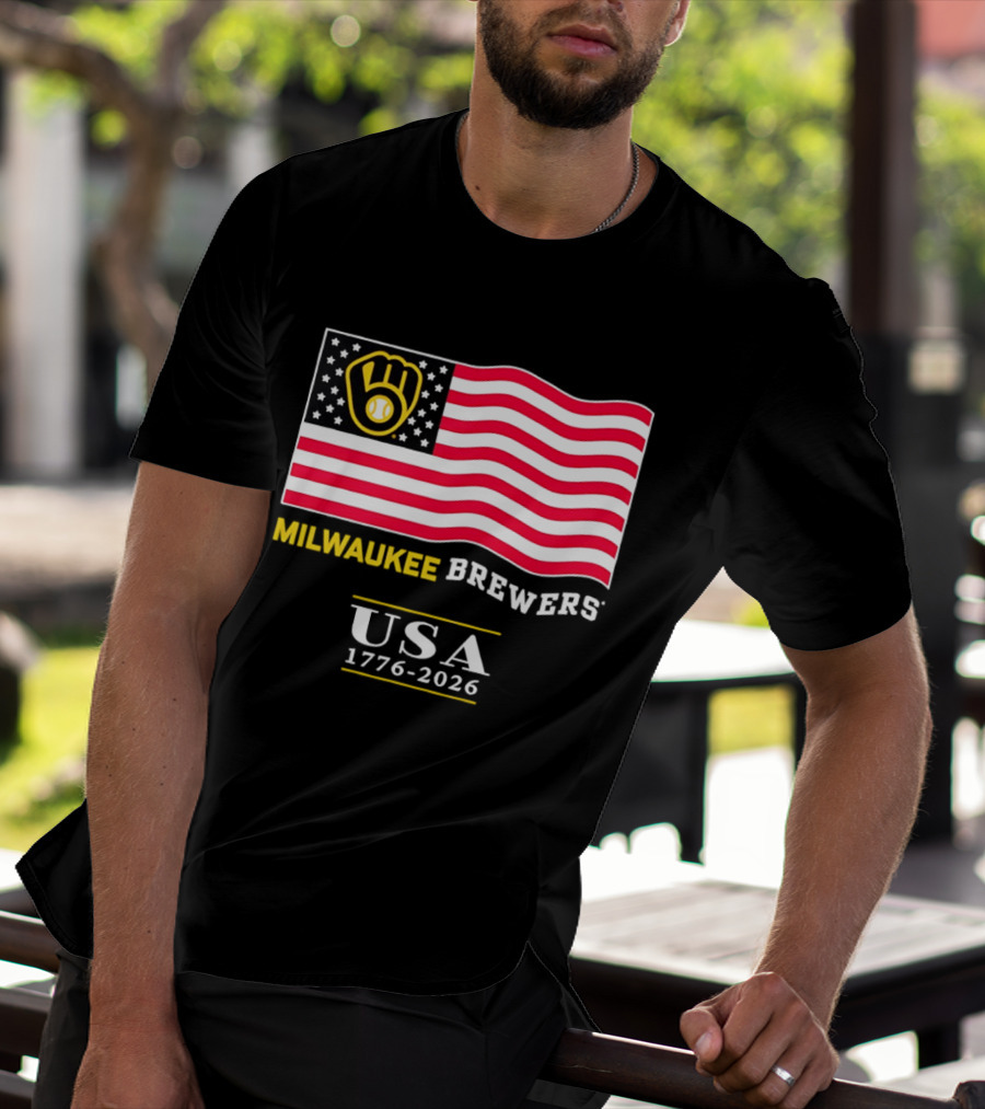 Milwaukee Brewers USA 1776 2026 American Flag Baseball Team T-Shirt
