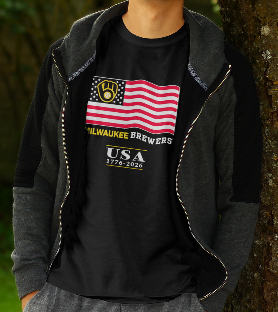 Milwaukee Brewers USA 1776 2026 American Flag Baseball Team T-Shirt