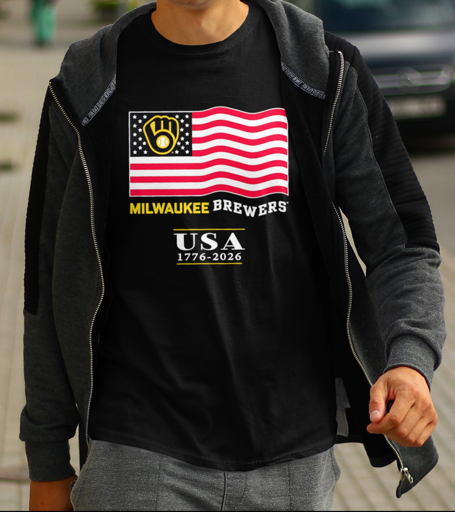 Milwaukee Brewers USA 1776 2026 American Flag Baseball Team T-Shirt