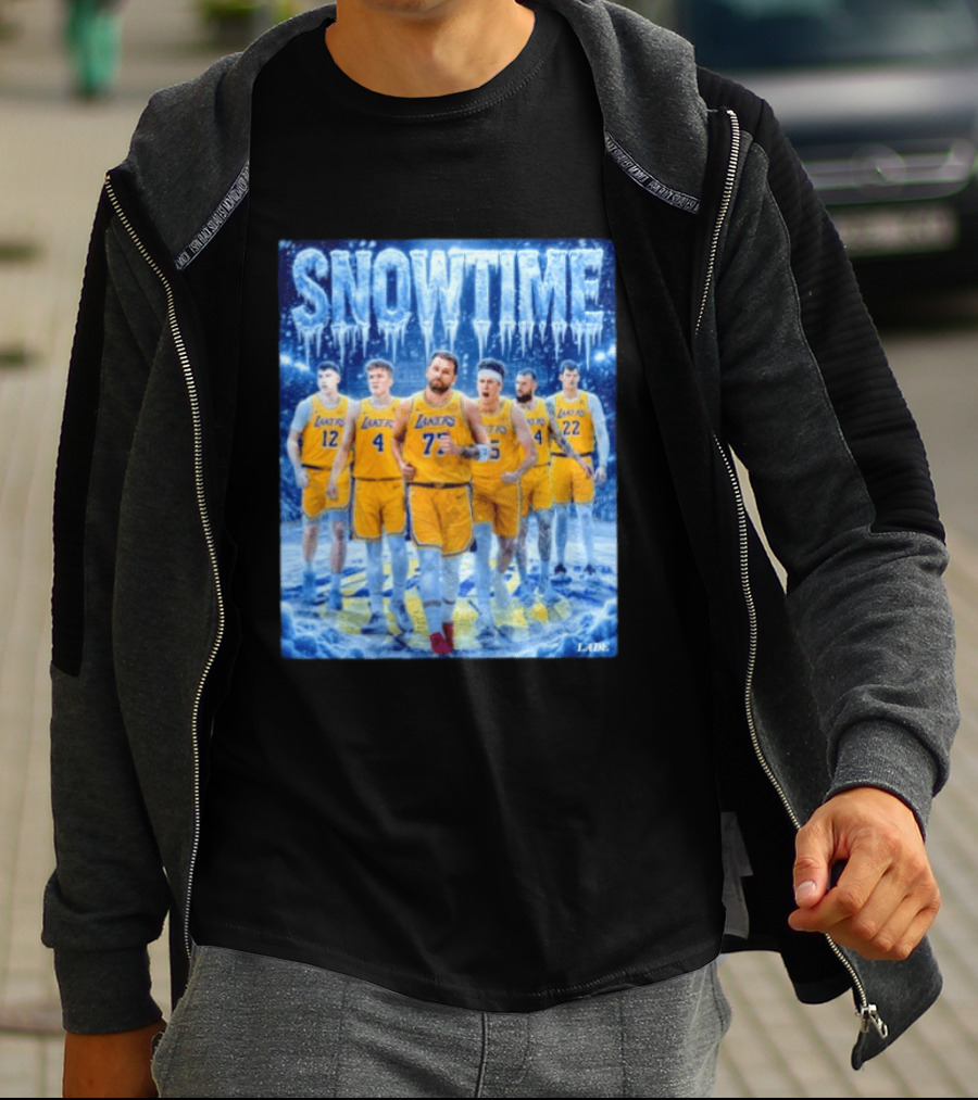 Snowtime Lakers Team Basketball NBA Laker Legends Frozen Court T-Shirt