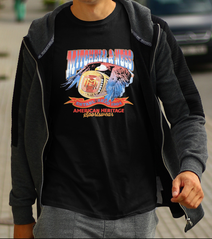 Mitchell And Ness Nostalgia Co American Heritage Sportswear Established 1904 Eagle Ring T-Shirt