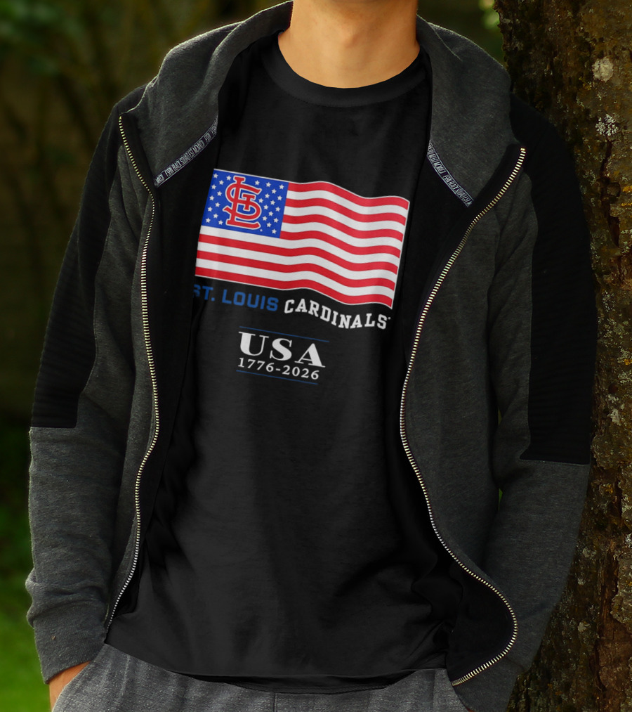 St Louis Cardinals American Flag USA 1776 2026 MLB Baseball T-Shirt