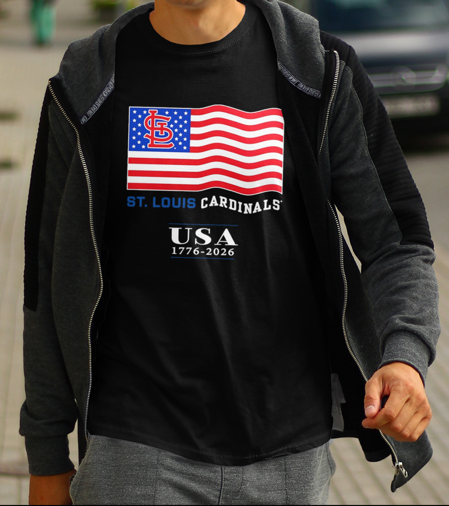 St Louis Cardinals American Flag USA 1776 2026 MLB Baseball T-Shirt