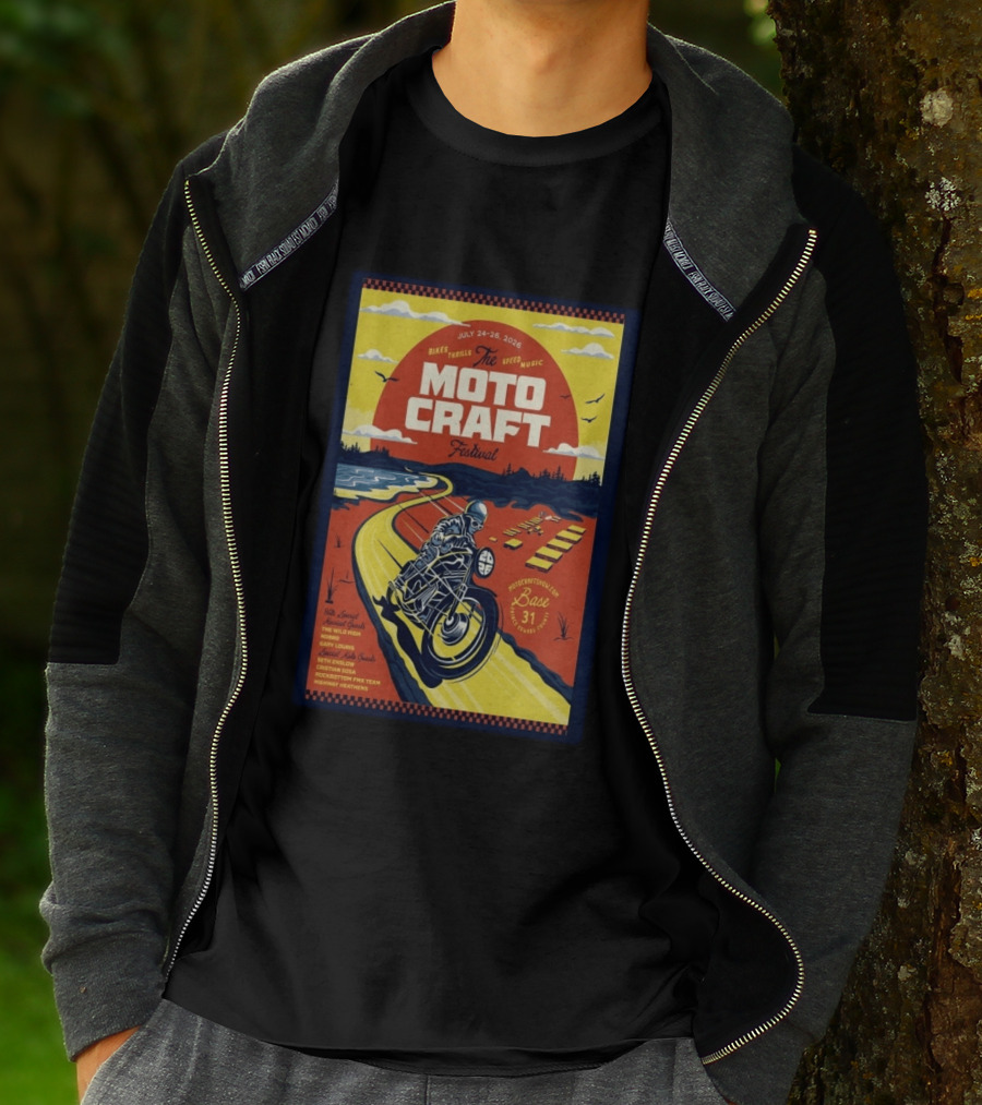 Moto Craft Festival July 24 26 2026 Base31 Prince Edward County Bikes Thrills Speed Music T-Shirt