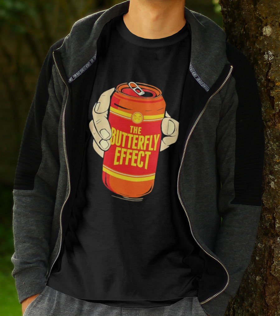 The Butterfly Effect Soda Can Vibrant Red Yellow Pop T-Shirt