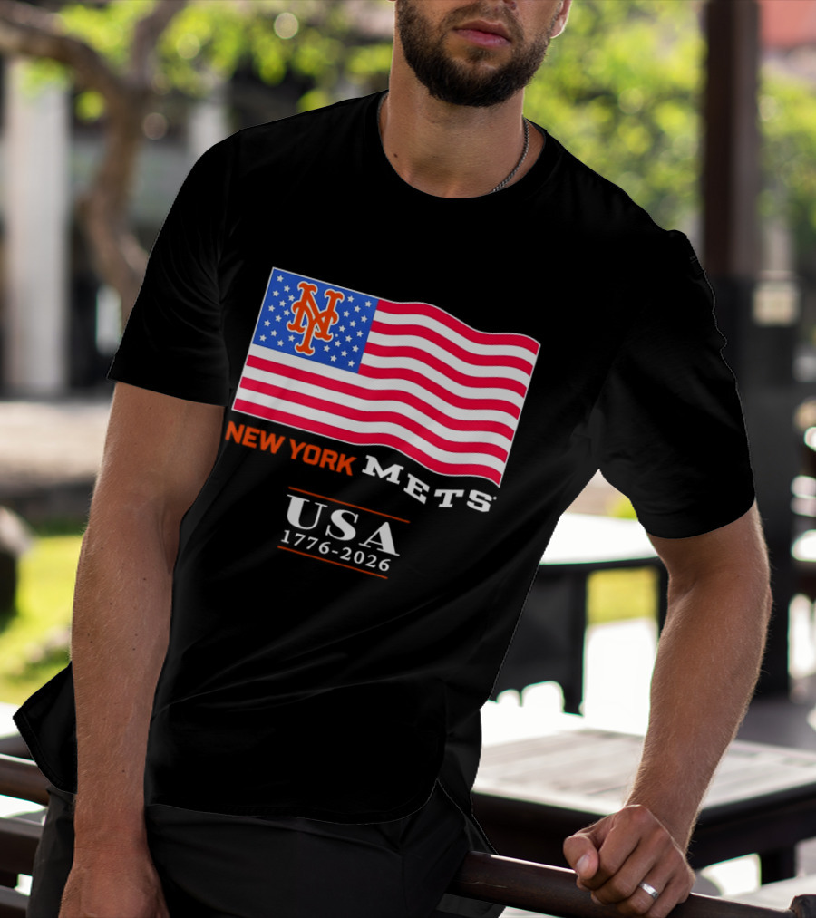 New York Mets American Flag USA 1776 2026 MLB T-Shirt