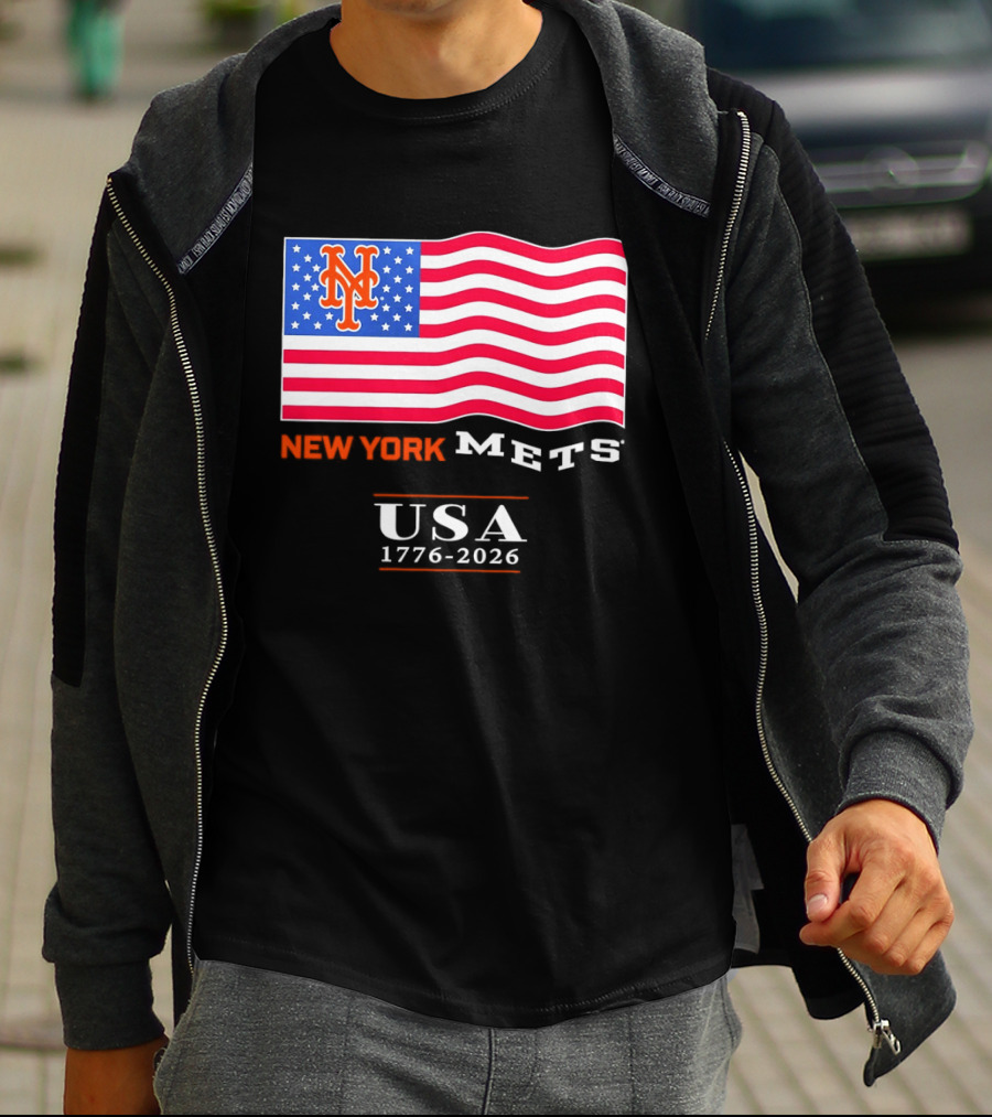 New York Mets American Flag USA 1776 2026 MLB T-Shirt