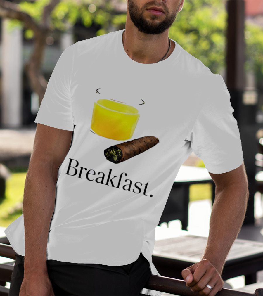 Breakfast Juice And Blunt Retro Humor With Glass And Cigar T-Shirt