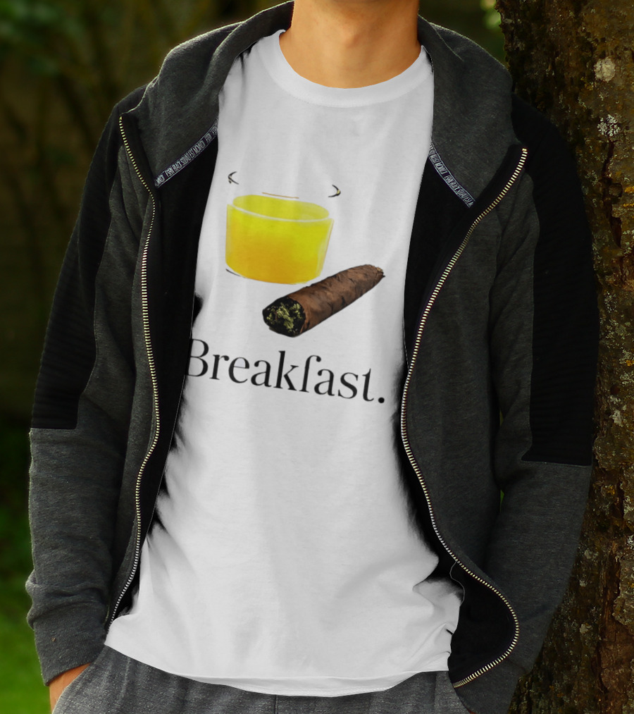 Breakfast Juice And Blunt Retro Humor With Glass And Cigar T-Shirt
