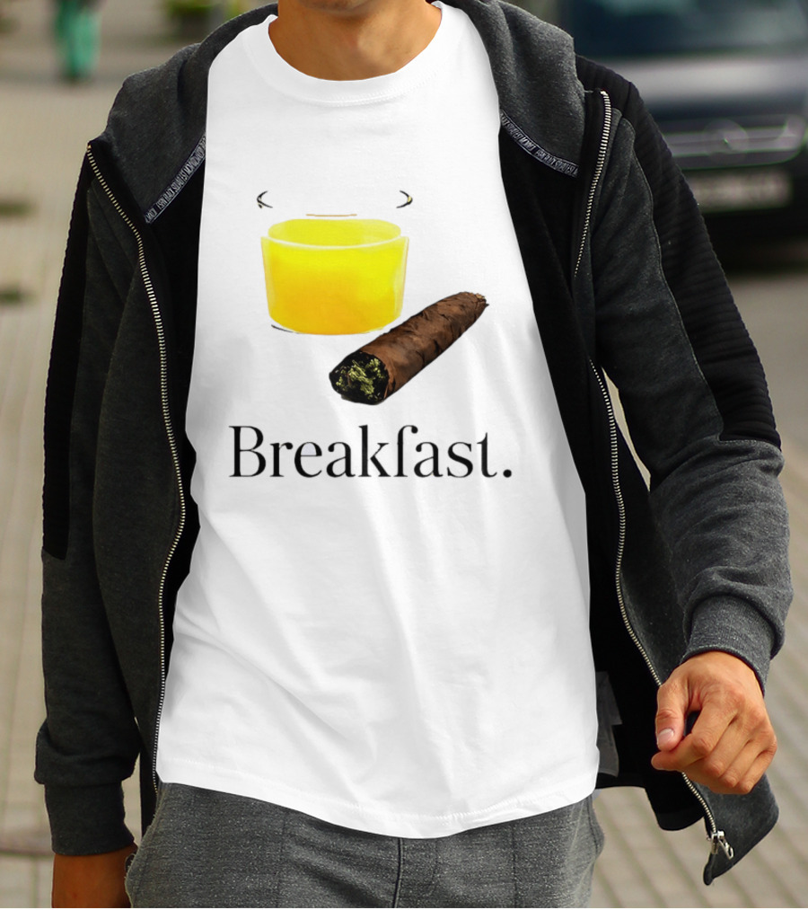 Breakfast Juice And Blunt Retro Humor With Glass And Cigar T-Shirt