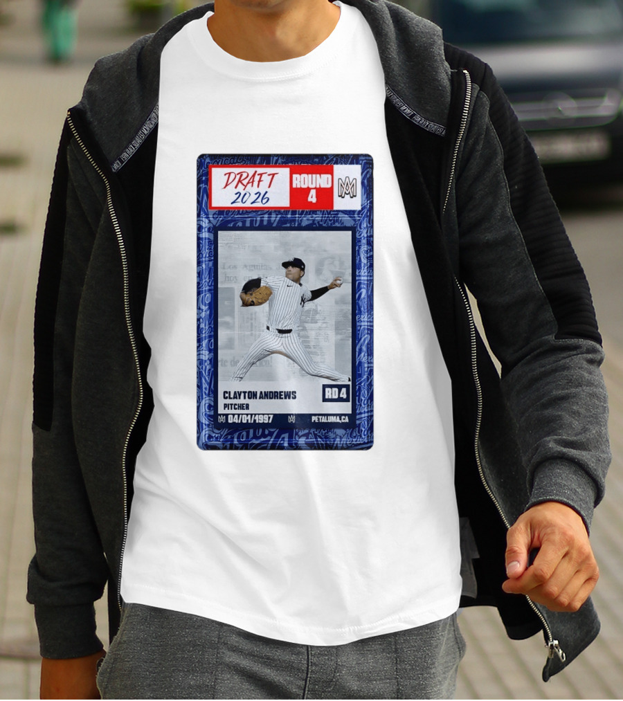 New York Yankees Clayton Andrews MLB Draft 2026 Round 4 Pitcher Trading Card T-Shirt