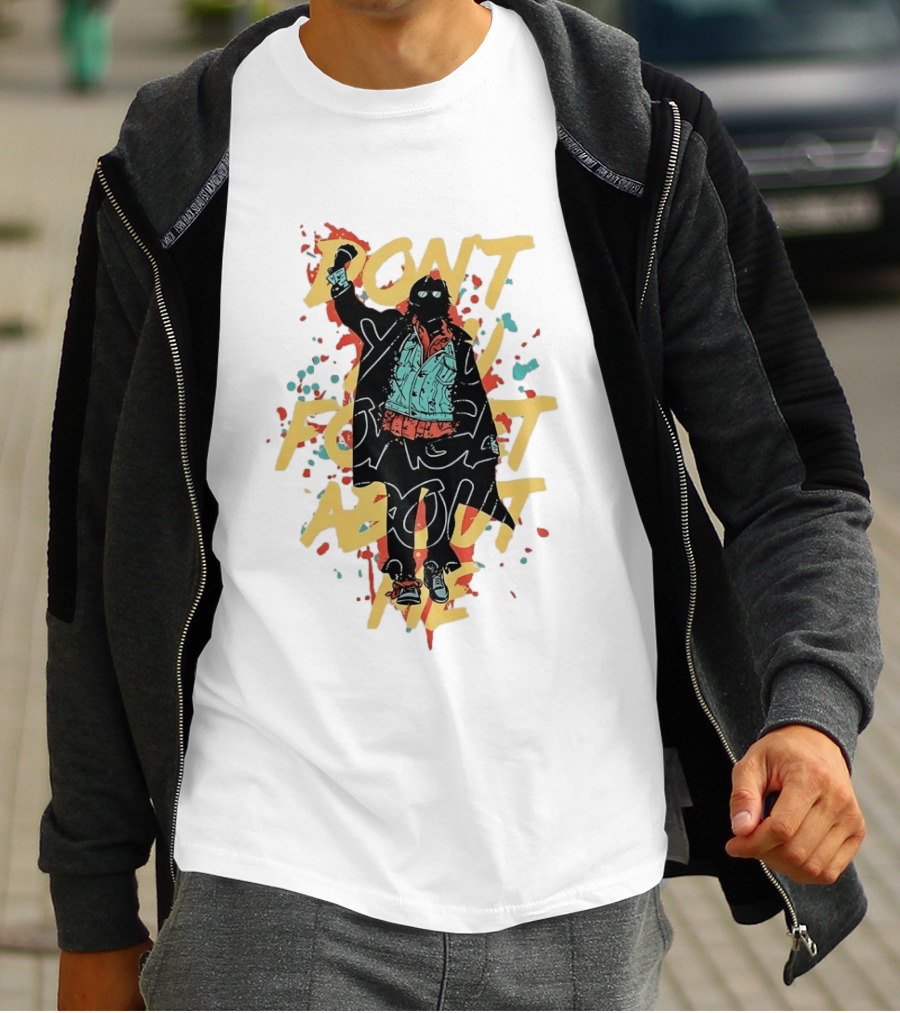 Don't Forget About Me Masked Figure Neon Paint Splatter T-Shirt