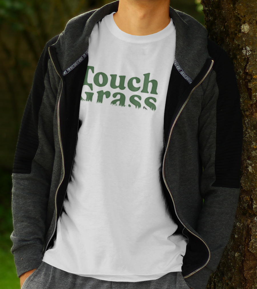 Touch Grass Dripping Gothic Style Green T-Shirt