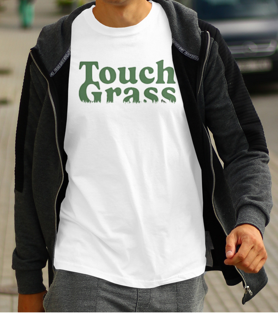 Touch Grass Dripping Gothic Style Green T-Shirt