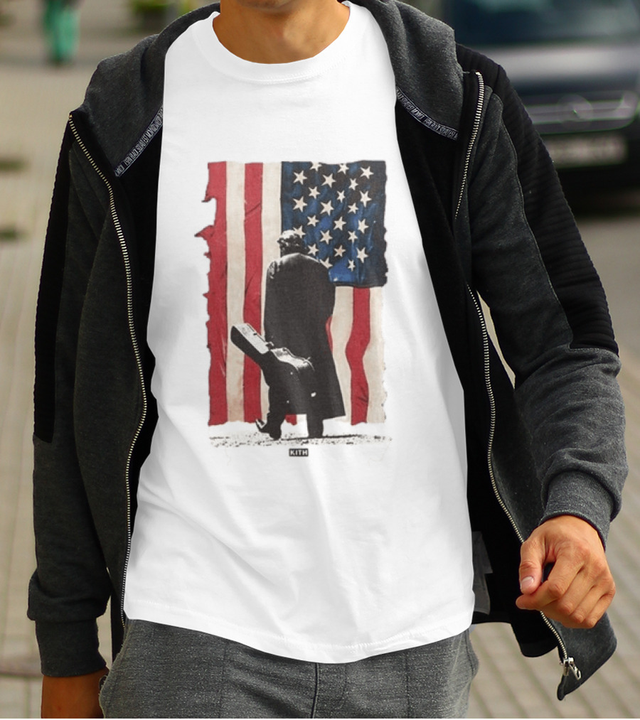 Kith Records Johnny Cash American Flag Iconic USA Collab T-Shirt