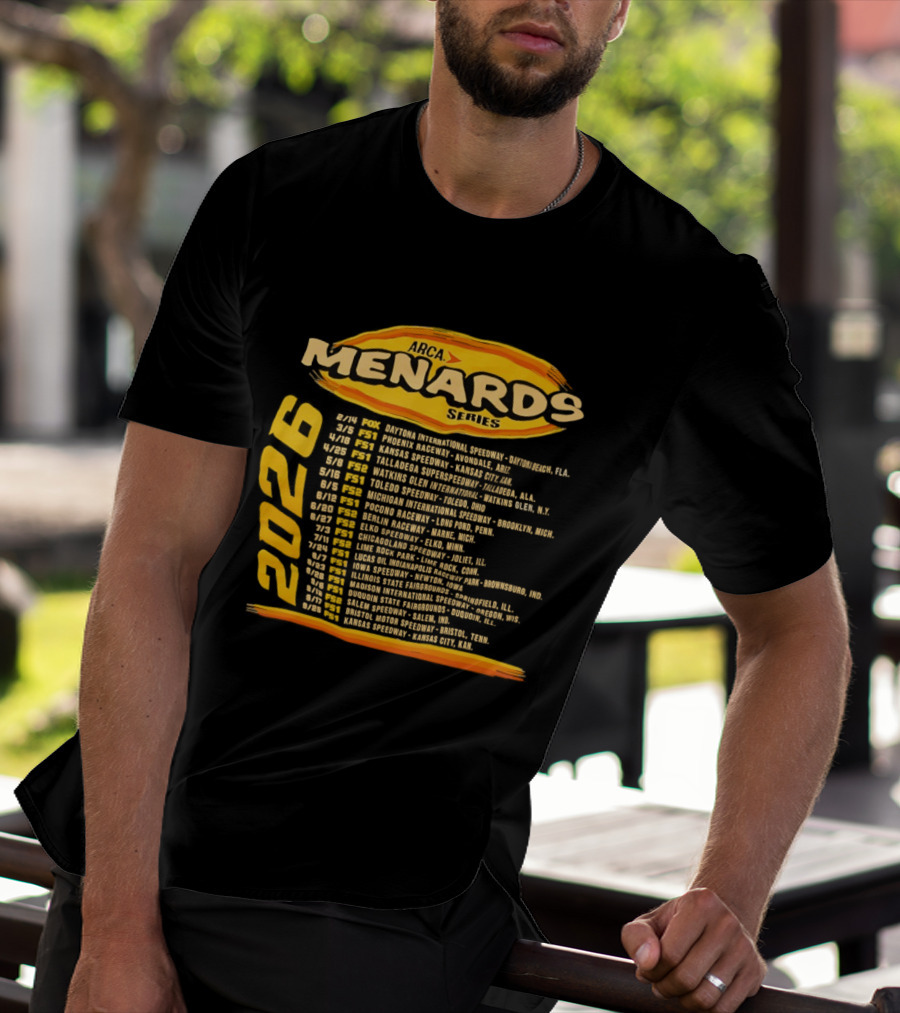 ARCA Menards Series 2026 Racing Schedule Calendar Featuring Key Race Dates And Locations T-Shirt