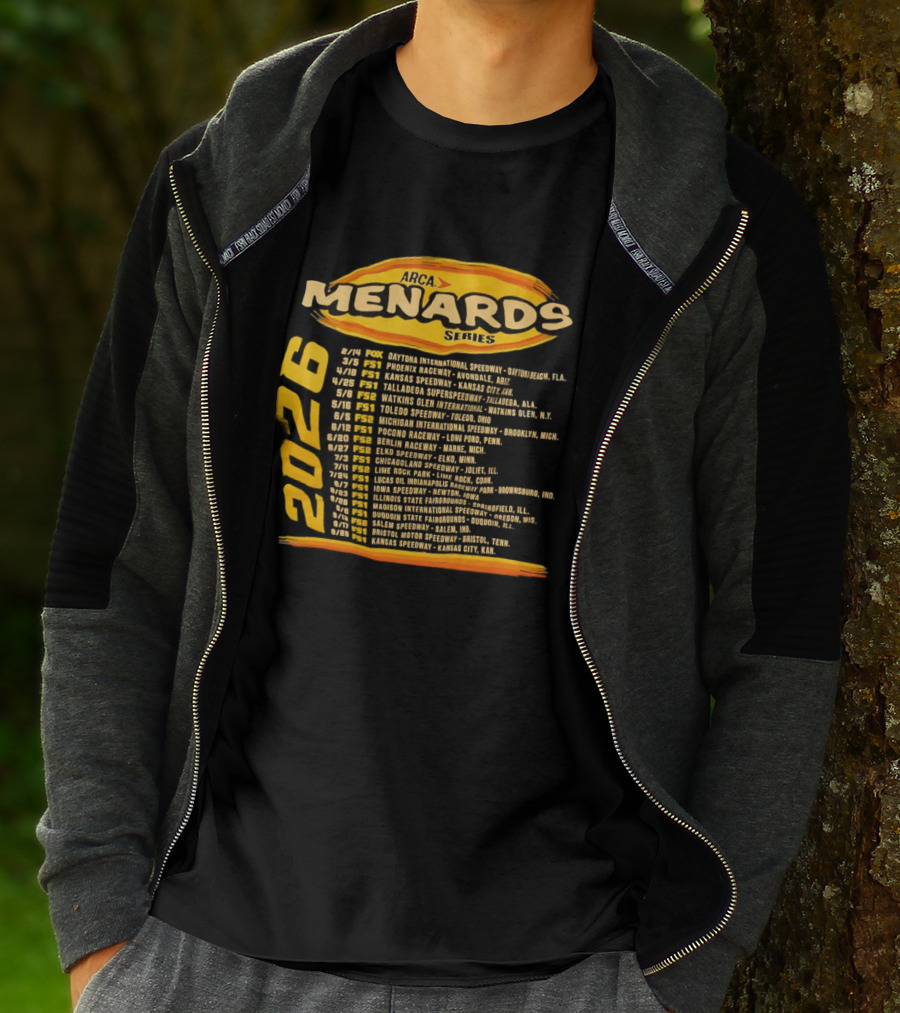 ARCA Menards Series 2026 Racing Schedule Calendar Featuring Key Race Dates And Locations T-Shirt