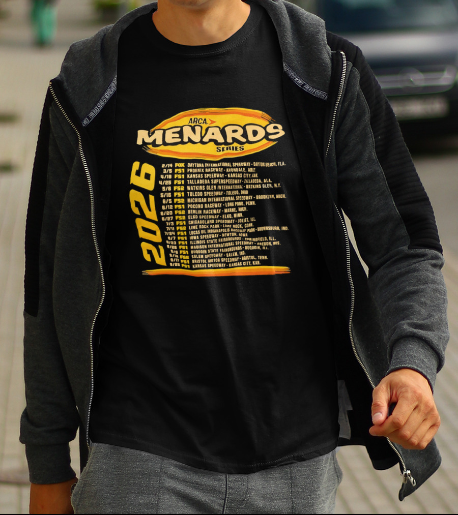 ARCA Menards Series 2026 Racing Schedule Calendar Featuring Key Race Dates And Locations T-Shirt