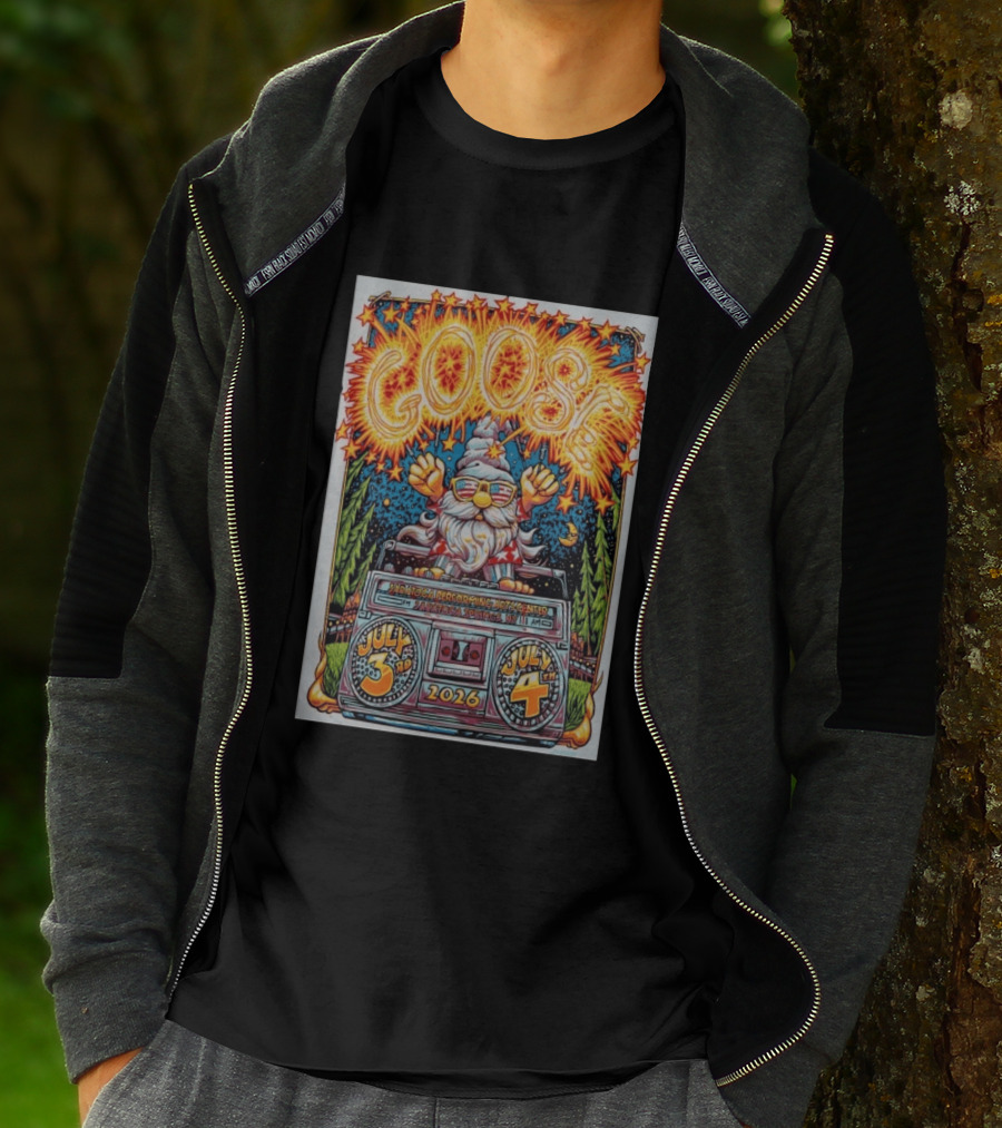 GOOSE July 3 4 2026 Saratoga Performing Arts Center Saratoga Springs NY Wizard Driving Van Fireworks Glasses Stars T-Shirt