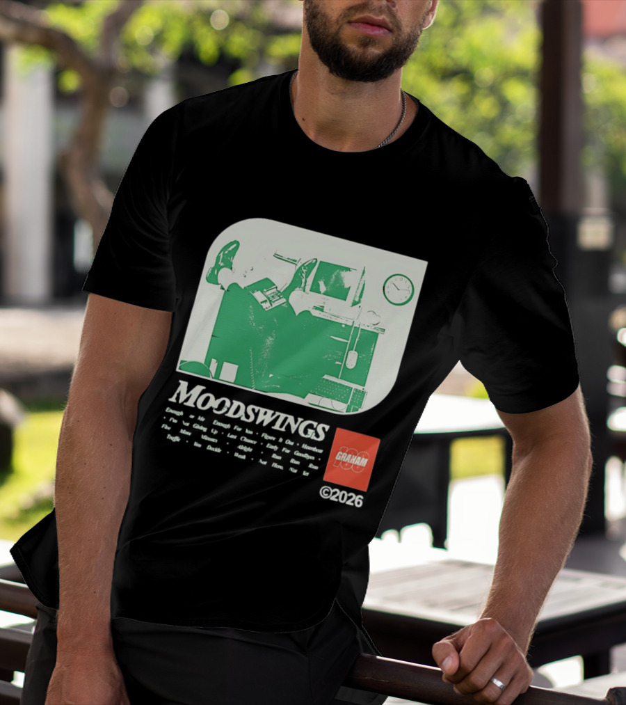 MOODSWINGS Graham 2023 Man Resting Legs On Desk Computer T-Shirt