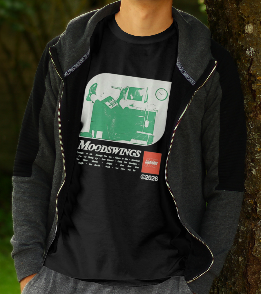 MOODSWINGS Graham 2023 Man Resting Legs On Desk Computer T-Shirt