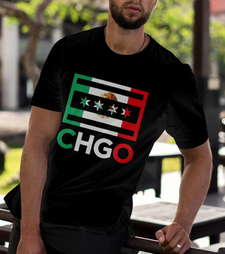 CHGO Mexico Flag Colors With Eagle And Stars T-Shirt
