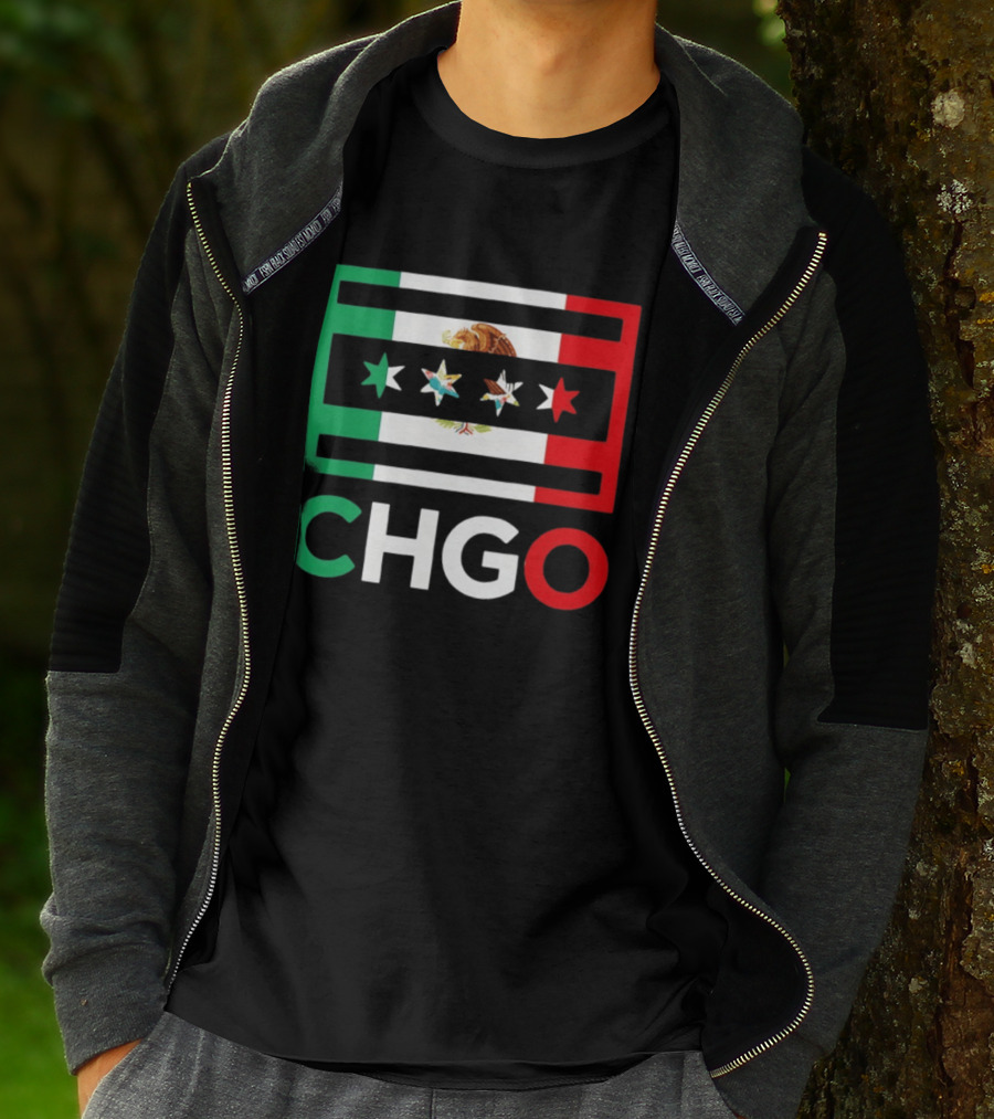 CHGO Mexico Flag Colors With Eagle And Stars T-Shirt