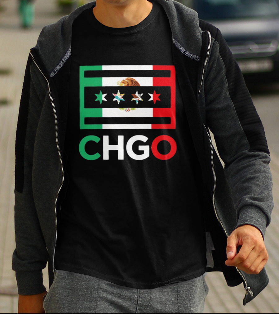 CHGO Mexico Flag Colors With Eagle And Stars T-Shirt