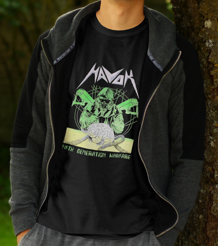 Havok Fifth Generation Warfare Mask Guns Skull T-Shirt