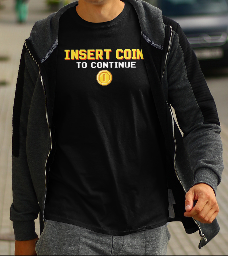Arcade Gaming Insert Coin To Continue Retro Pixel T-Shirt