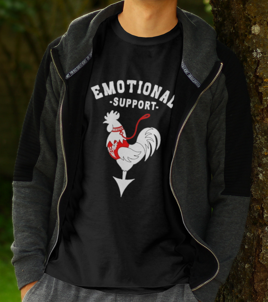 Emotional Support Service Rooster Chicken T-Shirt