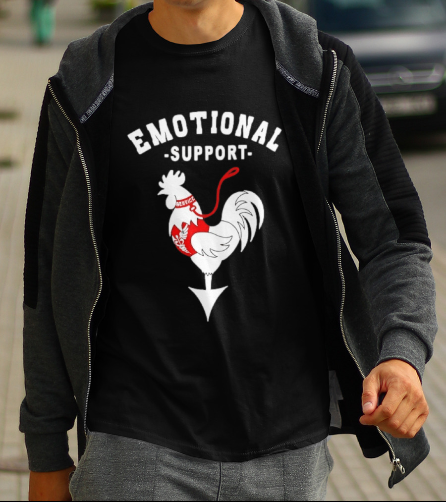 Emotional Support Service Rooster Chicken T-Shirt