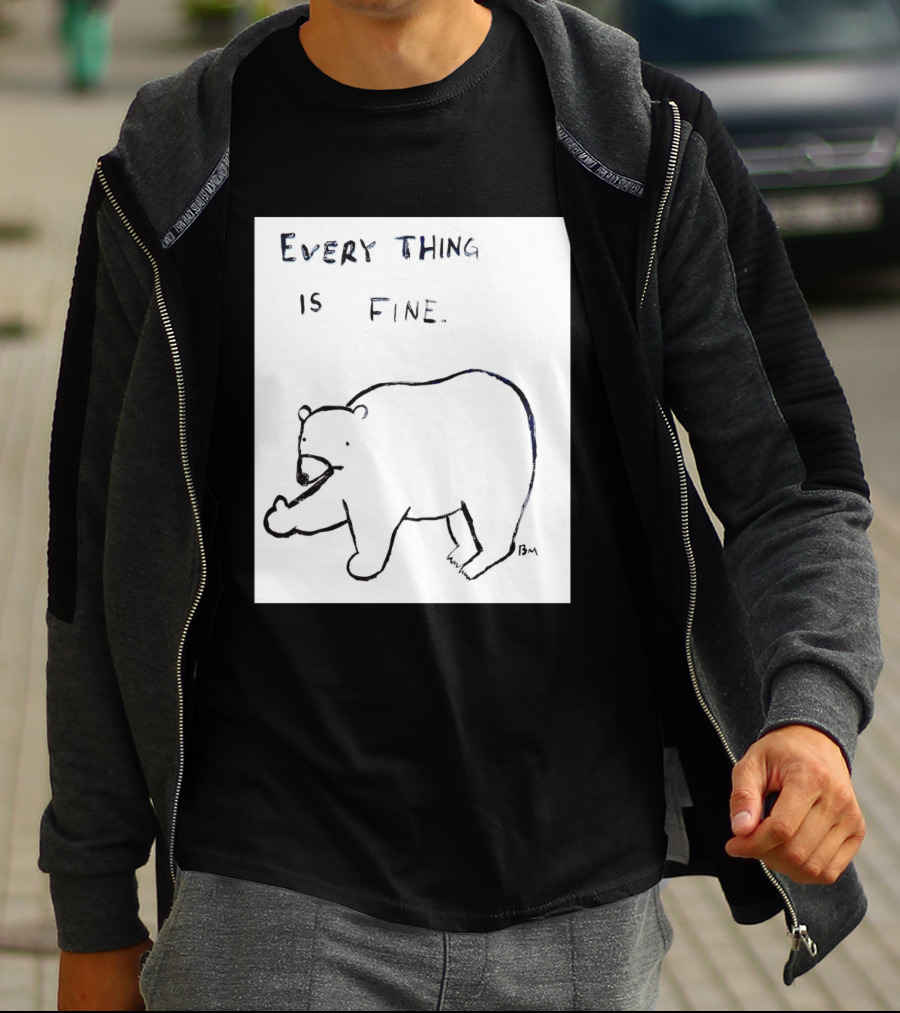 Every Thing Is Fine Bear Middle Finger Humor T-Shirt