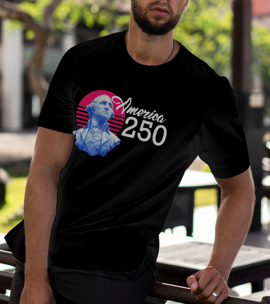 George Washington America 250 Synthwave Retro Bust T-Shirt
