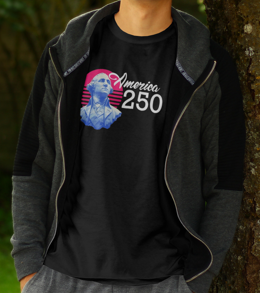 George Washington America 250 Synthwave Retro Bust T-Shirt