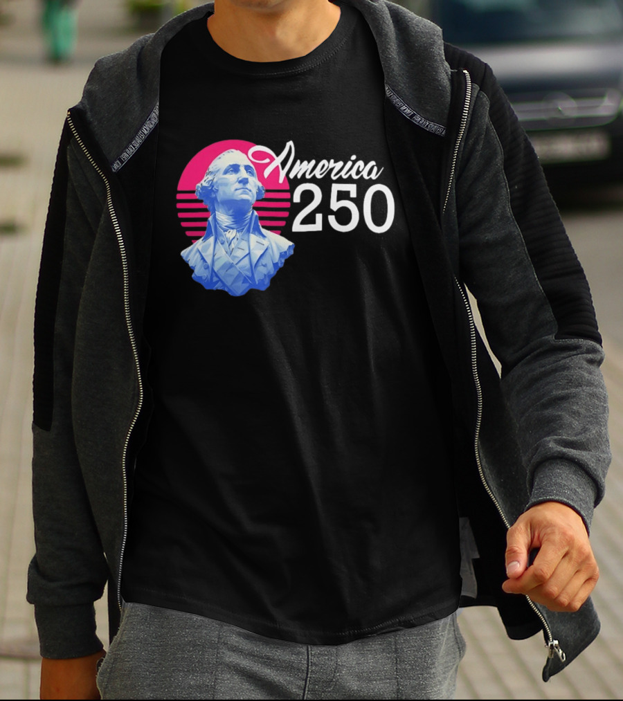 George Washington America 250 Synthwave Retro Bust T-Shirt