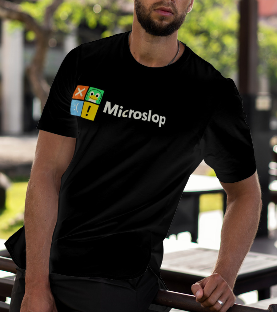 Microslop Parody Tux Penguin Windows Satire T-Shirt
