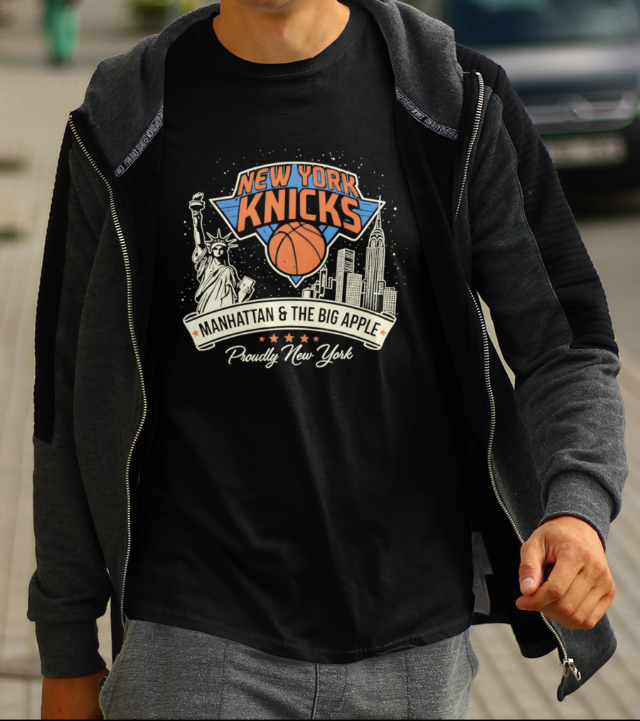 New York Knicks Manhattan Big Apple Proudly New York NBA Basketball T-Shirt