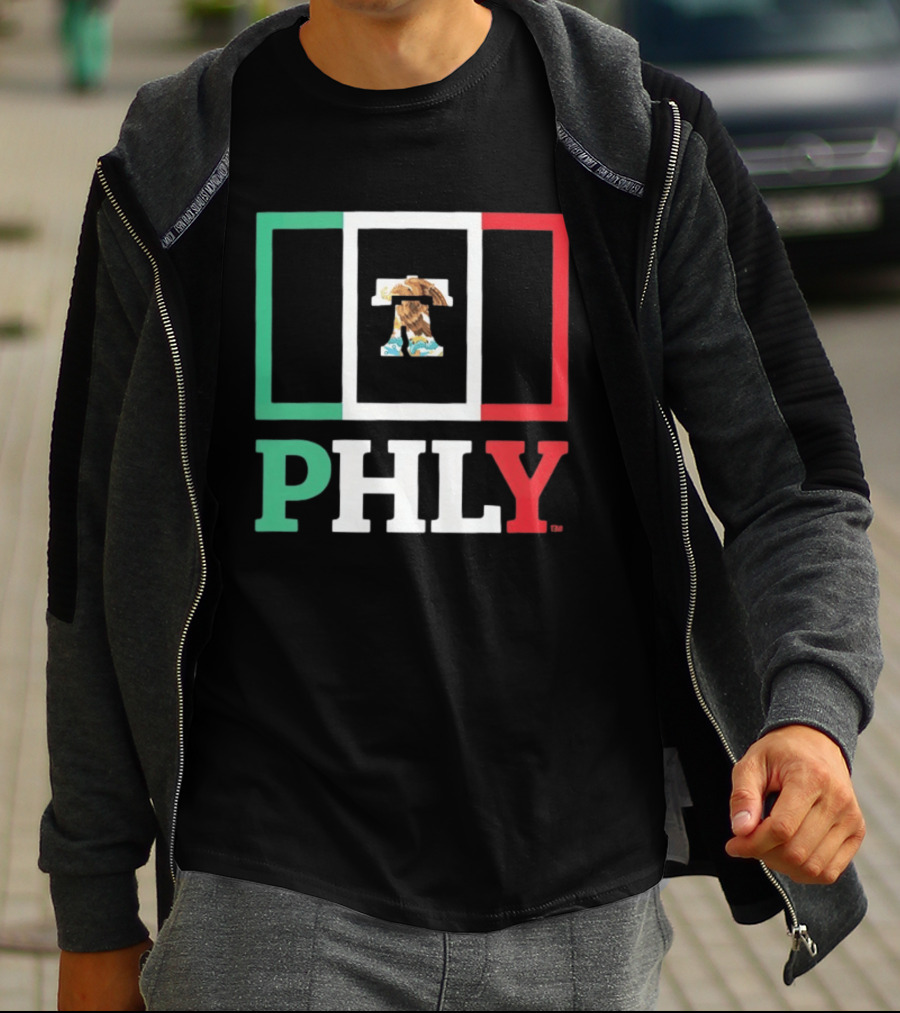 PHLY Mexico Flag Liberty Bell Eagles T-Shirt