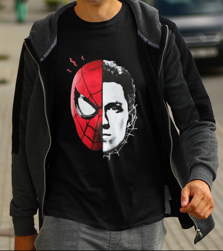 Tom Holland Spider Man Split Face Marvel Mashup T-Shirt