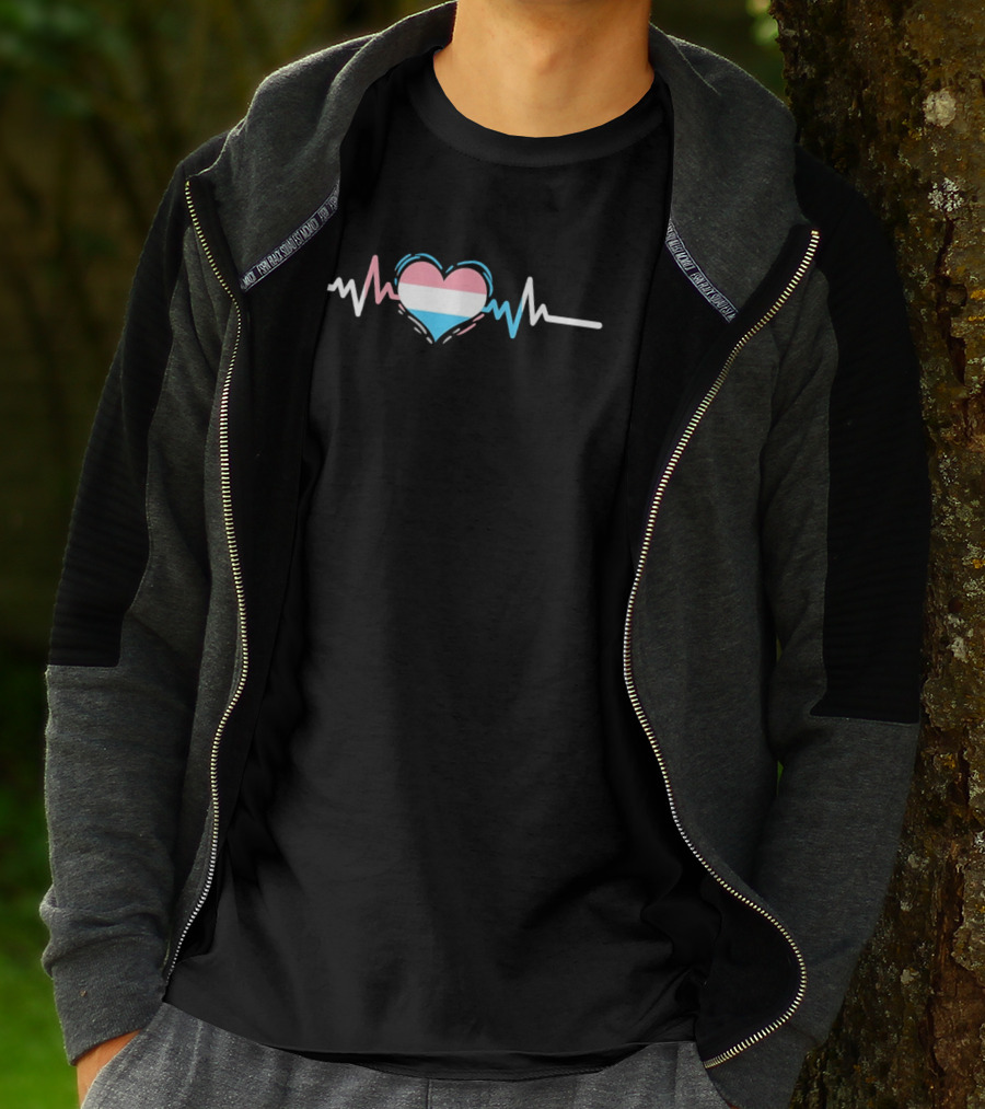 Transgender Pride Flag Heartbeat Line Symbolizing Love And Identity T-Shirt