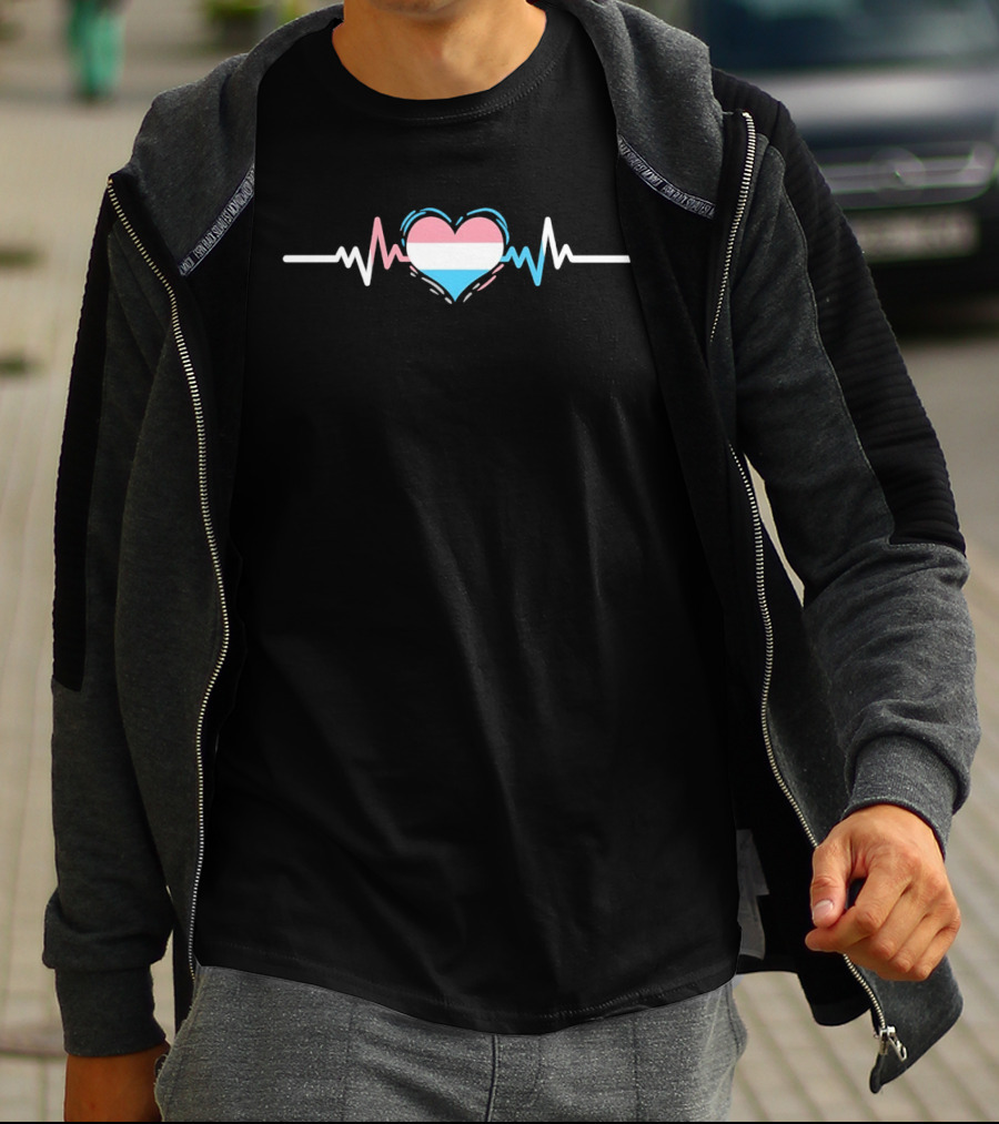 Transgender Pride Flag Heartbeat Line Symbolizing Love And Identity T-Shirt