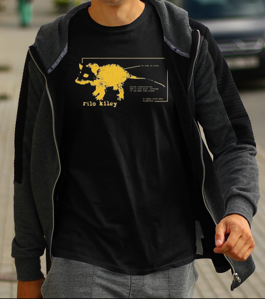 Rilo Kiley Possum Schematic Diagram With Bold Yellow Color T-Shirt