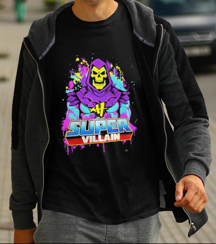 Skeletor Super Villain Masters Of The Universe Colorful Paint Splatter T-Shirt