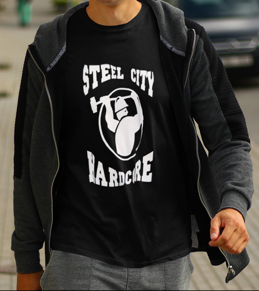 Steel City Hardcore Pittsburgh Worker Hammer Circle T-Shirt