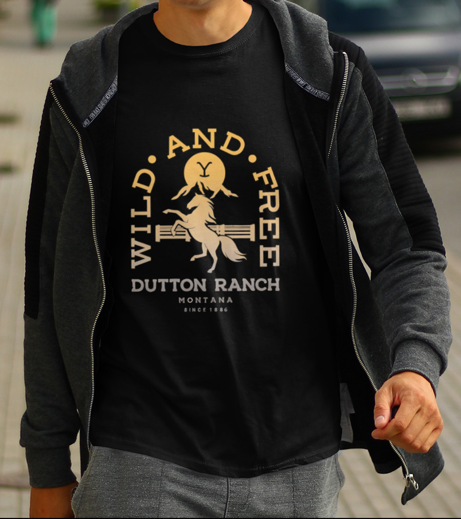 Wild And Free Dutton Ranch Montana Since 1886 Riding Horse T-Shirt